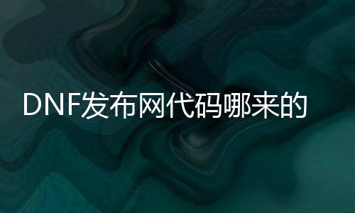 DNF发布网代码哪来的